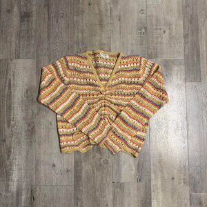 Multi-coloured crochet cardigan